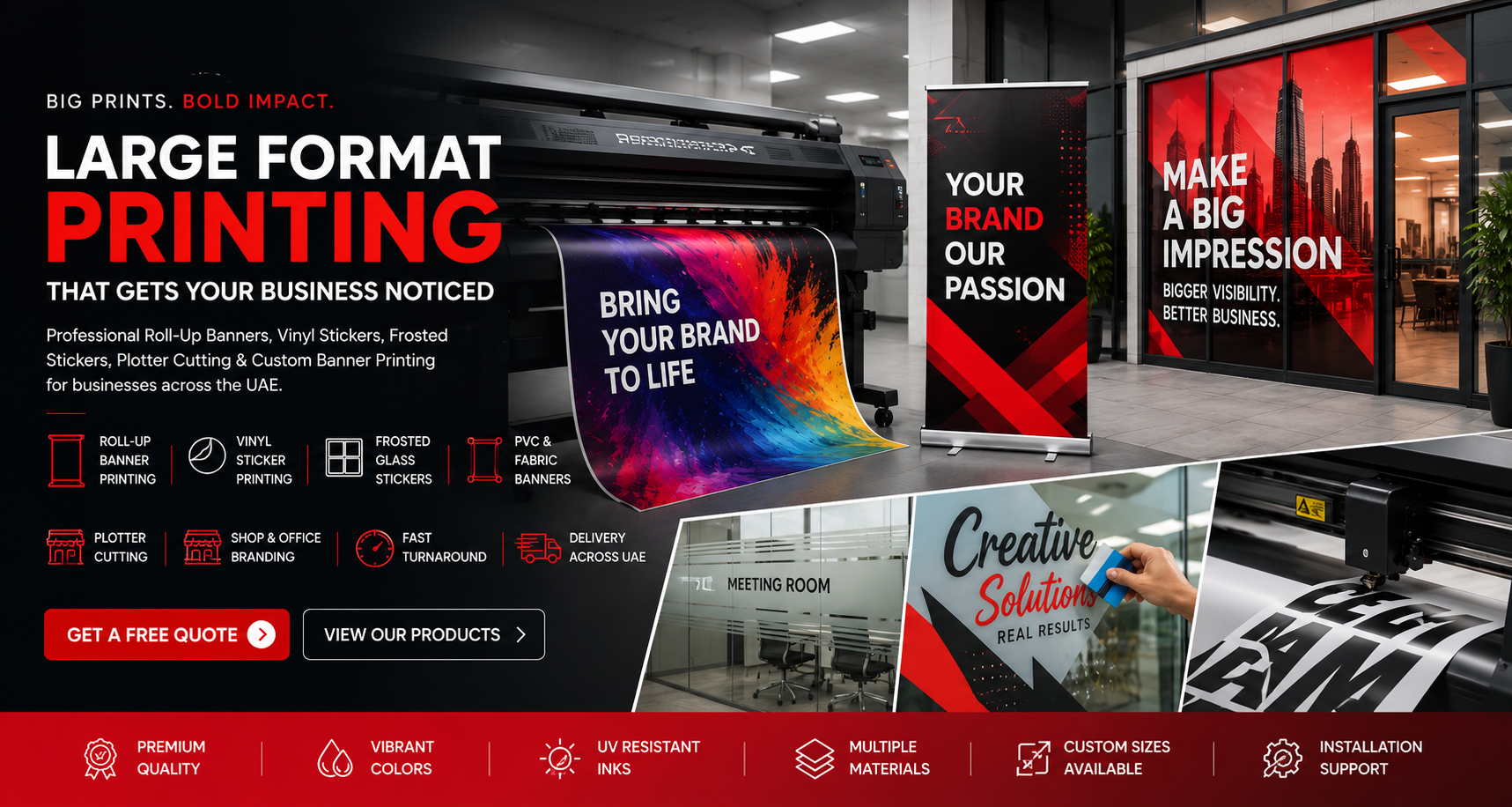 Rollup printing | Vinyl sticker printing | Large format printing in Dubai